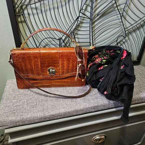 Vintage Rare Venezuelan Leather Animal Pattern Gold  Hardware Shoulder Bag - Picture 16 of 16